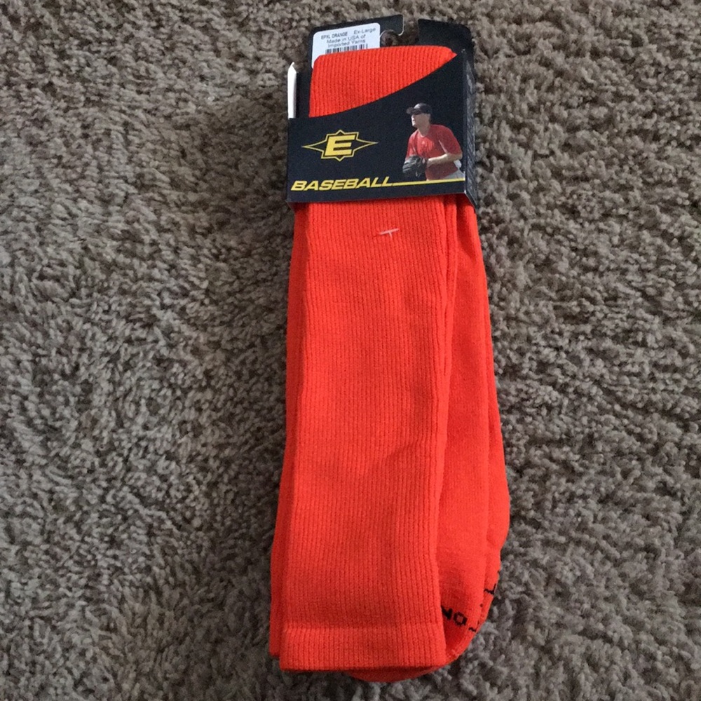 NWTs Easton Men’s Orange Baseball tube design socks Sz Ex-Large Shoe Sz 13-15